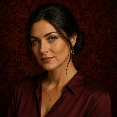 Portrait of Nadia Petrov, an AI player in The Traitors